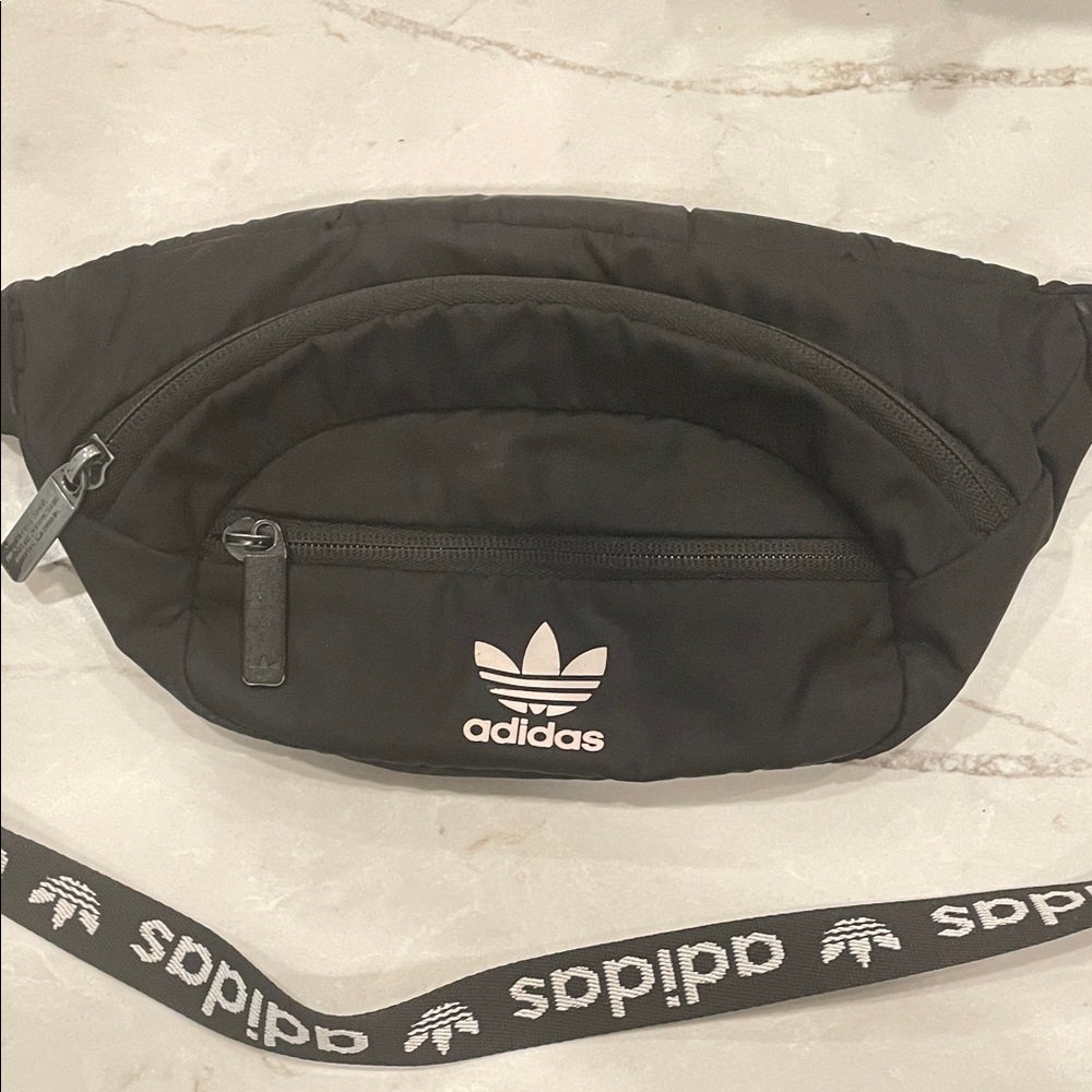 Adidas Black Belt Bag with White Logo